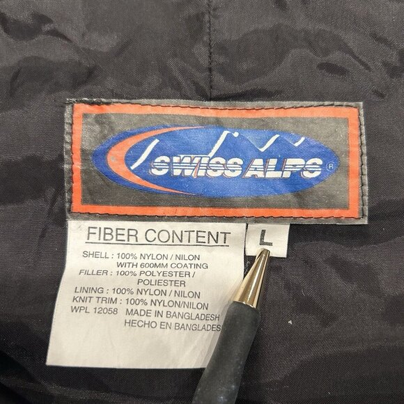 VTG Swiss Alps Outdoor Line Rugged Wear Black Ski Bib Pants Size L Waist 36 Goth - Picture 2 of 14